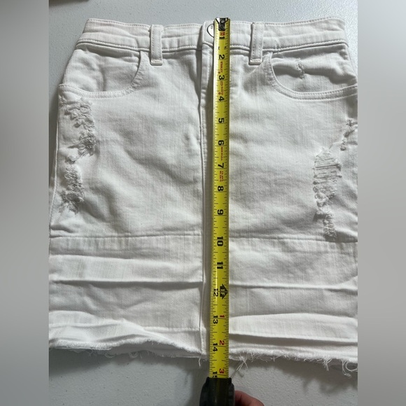 J BRAND Lela Mid Rise Destructed Pencil white Denim Skirt distressed look 23 - Picture 8 of 9